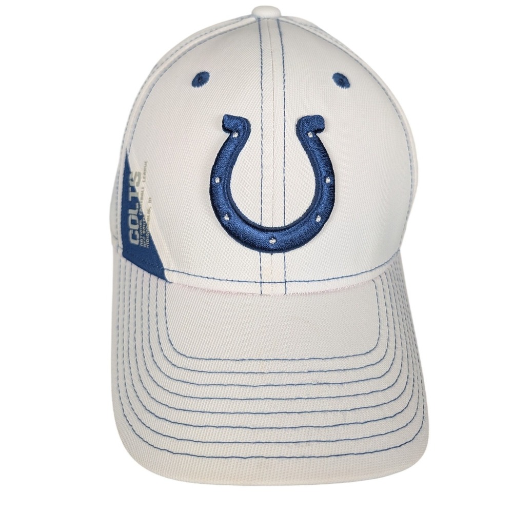 Reebok Indianapolis Colts NFL Hat White Blue Onfield Equipment Mens L XL